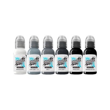 World Famous Limitless Tattoo Ink - Thomas Carli Jarlier Noire Ink Set v2 - 6x 30 ml World Famous Limitless Tattoo Ink - Thomas Carli Jarlier Noire Ink Set v2 - 6x 30 ml
