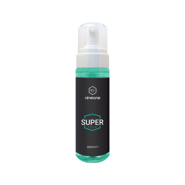 Nineone Super Foam 220ml clear pump bottle with black label
