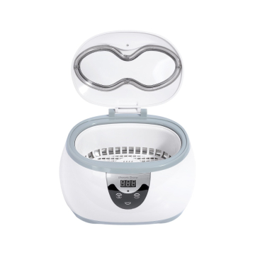 Ultrasonic Cleaner 600ml with digital display and open lid showing cleaning chamber