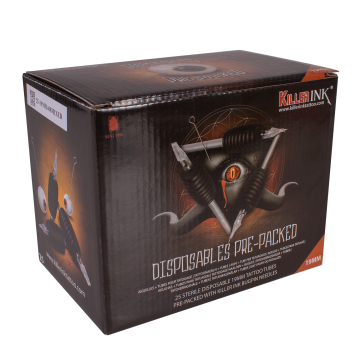 25 Mixed kertakäyttö grippi  / 19mm  gripit ja valmiiksi pakatut  Killer Ink Precision neulat