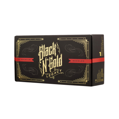 Box of 50 Black N Gold Legacy Premium Tattoo Needles - Round Liner