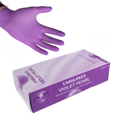 Box of 100 Uniglove Violet Pearl Nitrile Gloves