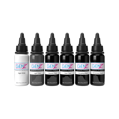 Intenze Ink Gen-Z Bob Tyrrell Advanced Black & Grey Set 6x 30 ml