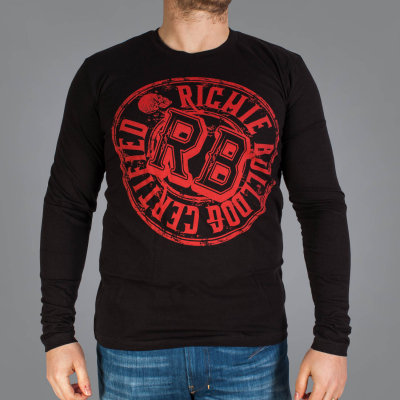 Luxury Hustle Wear Long Sleeve T-Shirt 'Richie Bulldog Certified' in Black/Red